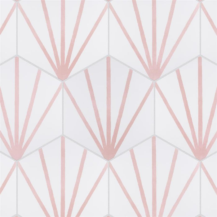 SomerTile - Horizon Collection -  7 3/4 in. x 9 in. - Hexagon Porcelain Tile - Dawn Rosa Installed 2