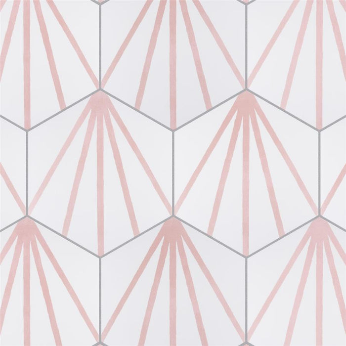 SomerTile - Horizon Collection -  7 3/4 in. x 9 in. - Hexagon Porcelain Tile - Dawn Rosa Installed 3