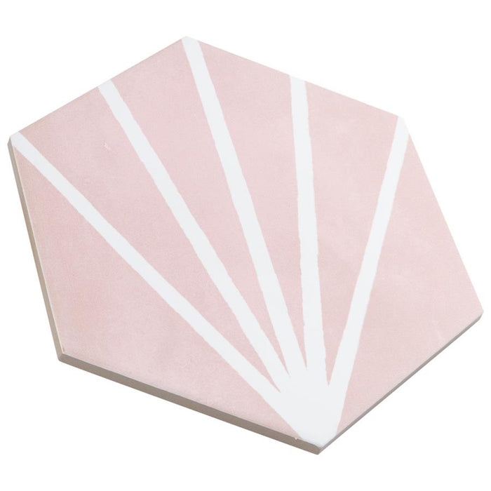 SomerTile - Horizon Collection -  7 3/4 in. x 9 in. - Hexagon Porcelain Tile - Dusk Rosa Angled