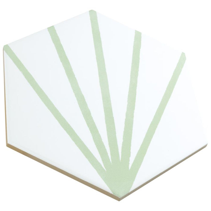 SomerTile - Horizon Collection -  7 3/4 in. x 9 in. - Hexagon Porcelain Tile - Dawn Verde Angled view