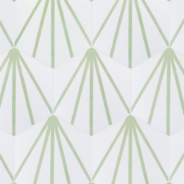 SomerTile - Horizon Collection -  7 3/4 in. x 9 in. - Hexagon Porcelain Tile - Dawn Verde Installed 3