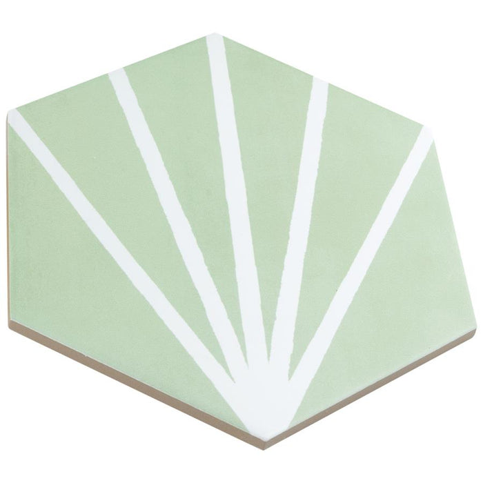 SomerTile - Horizon Collection -  7 3/4 in. x 9 in. - Hexagon Porcelain Tile - Dusk Verde Angled