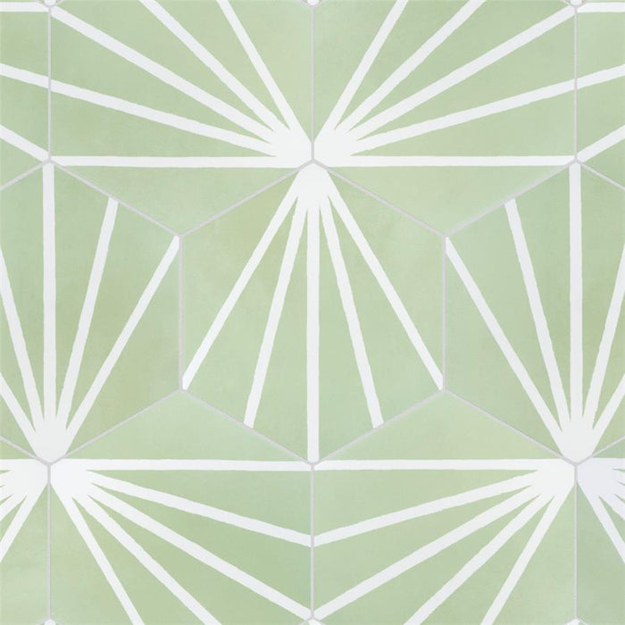 SomerTile - Horizon Collection -  7 3/4 in. x 9 in. - Hexagon Porcelain Tile - Dusk Verde Installed