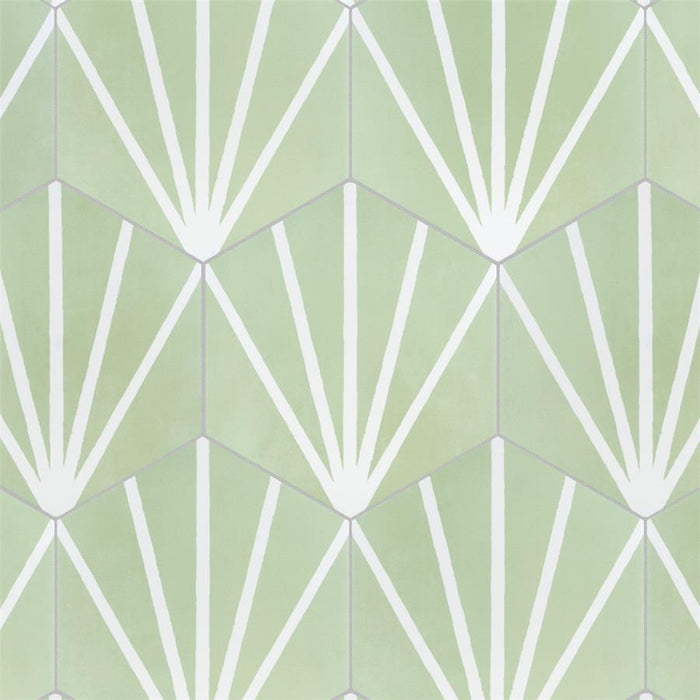 SomerTile - Horizon Collection -  7 3/4 in. x 9 in. - Hexagon Porcelain Tile - Dusk Verde Installed 2
