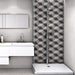 SomerTile - Traffic 9" x 10" Porcelain Hex Tile - 3D Grey shower wall installation