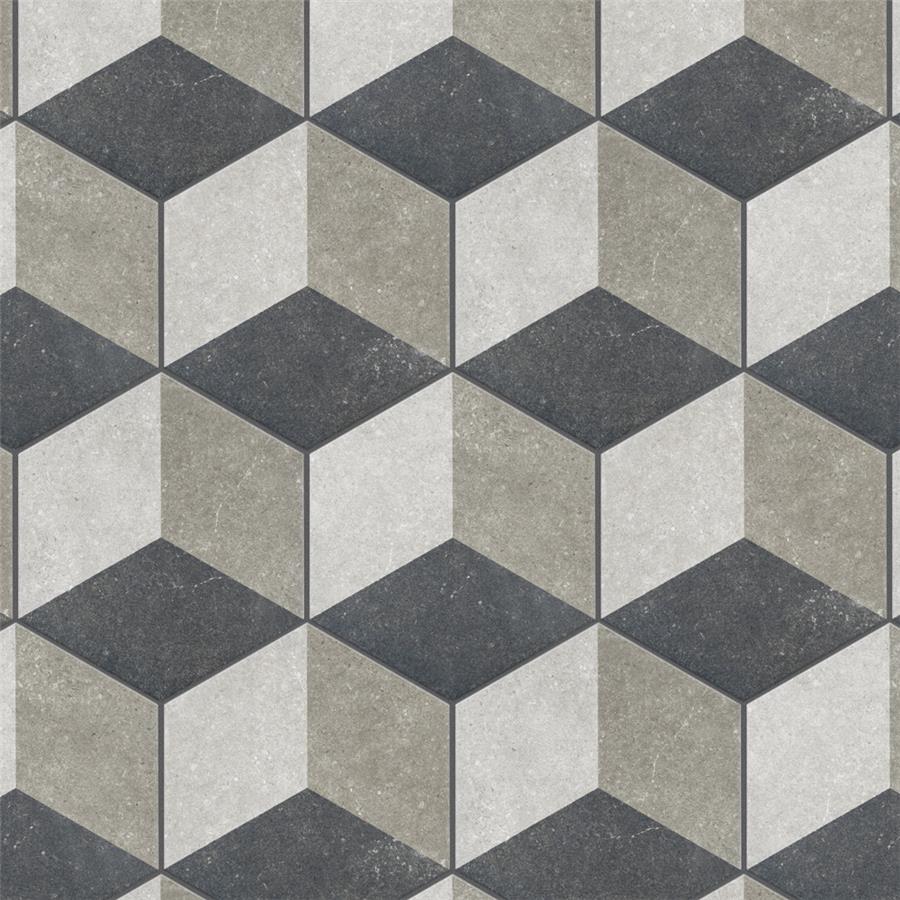 SomerTile - Traffic 9&quot; x 10&quot; Porcelain Hex Tile - 3D Grey