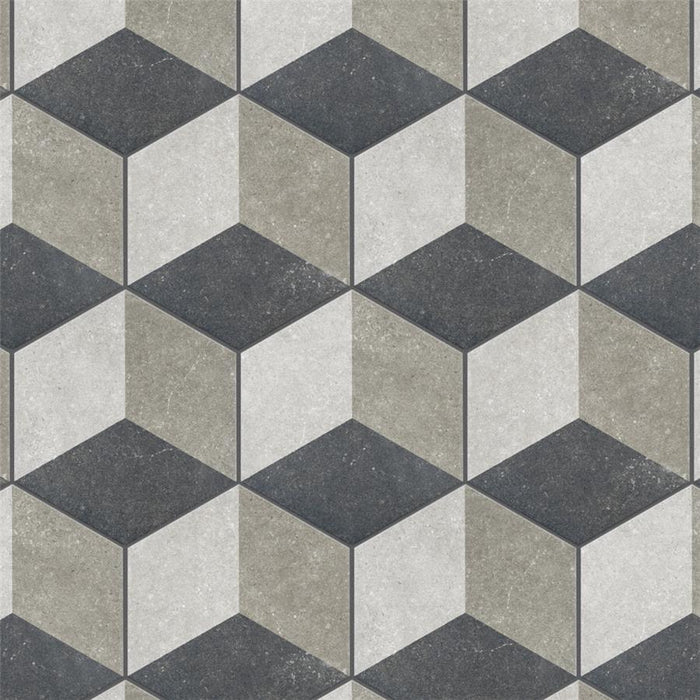 SomerTile - Traffic 9" x 10" Porcelain Hex Tile - 3D Grey