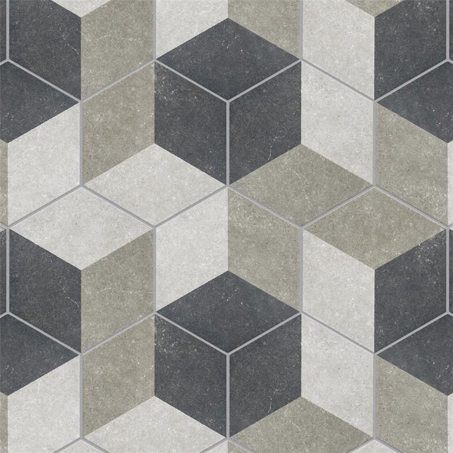 SomerTile - Traffic 9&quot; x 10&quot; Porcelain Hex Tile - 3D Grey