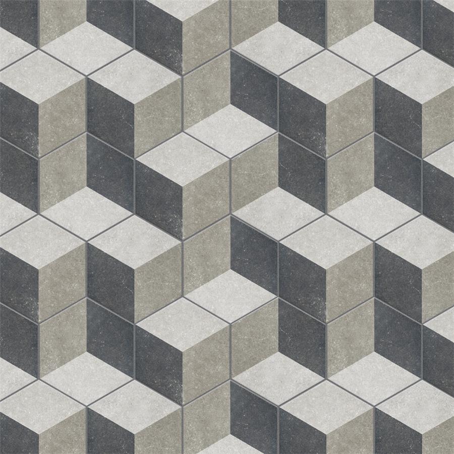 SomerTile - Traffic 9&quot; x 10&quot; Porcelain Hex Tile - 3D Grey