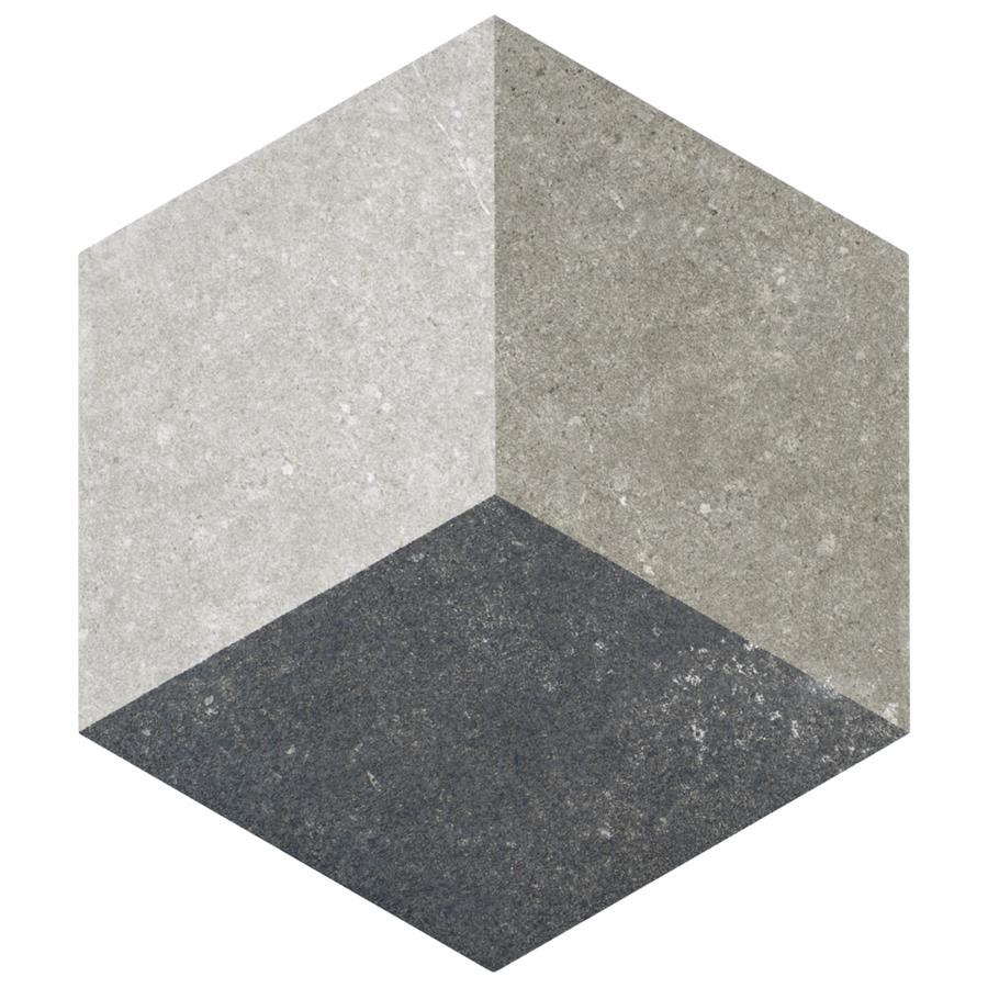 SomerTile - Traffic 9" x 10" Porcelain Hex Tile - 3D Grey