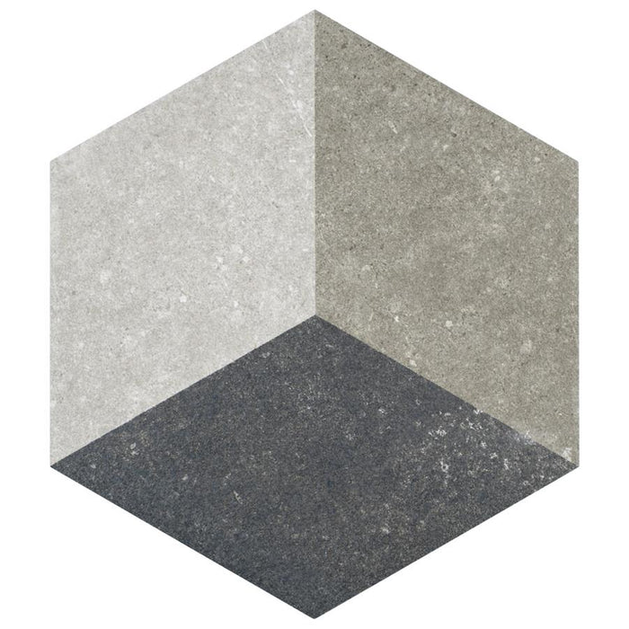 SomerTile - Traffic 9" x 10" Porcelain Hex Tile - 3D Grey