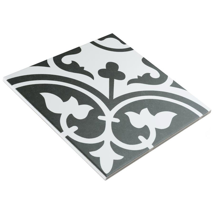 SomerTile - Arte 10" x 10" Porcelain Tile - Clover Black