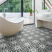 SomerTile - Arte 10" x 10" Porcelain Tile - Clover Black floor installation