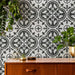 SomerTile - Arte 10" x 10" Porcelain Tile - Clover Black wall installation