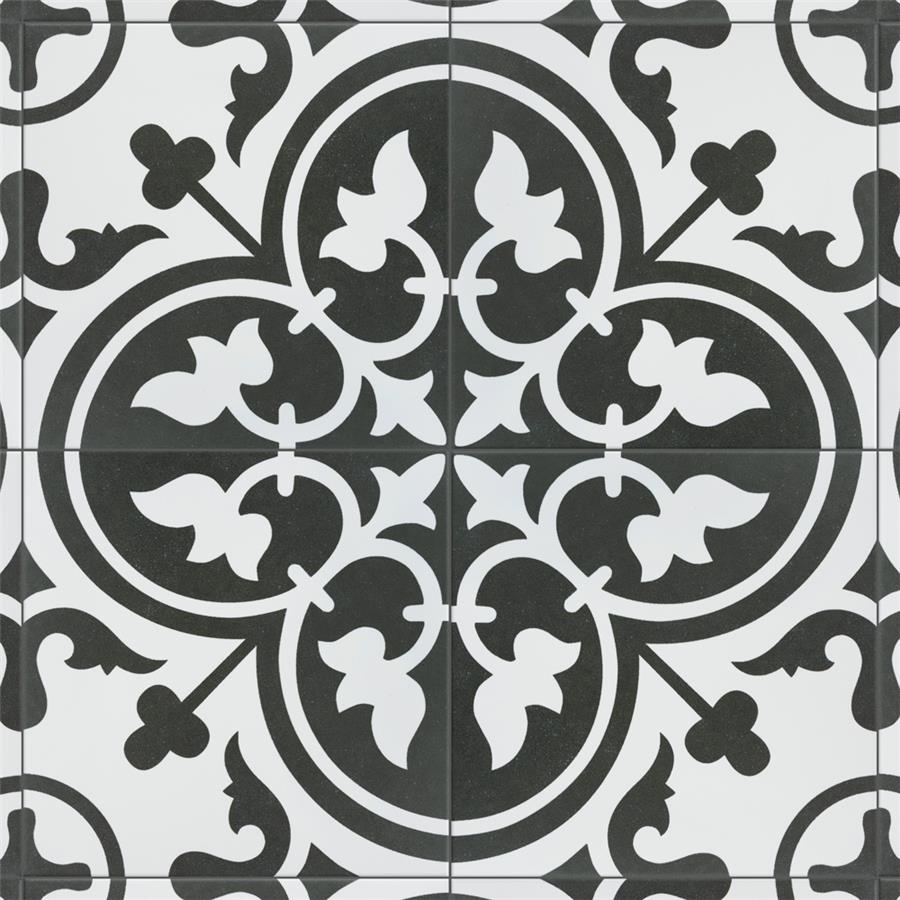 SomerTile - Arte 10&quot; x 10&quot; Porcelain Tile - Clover Black