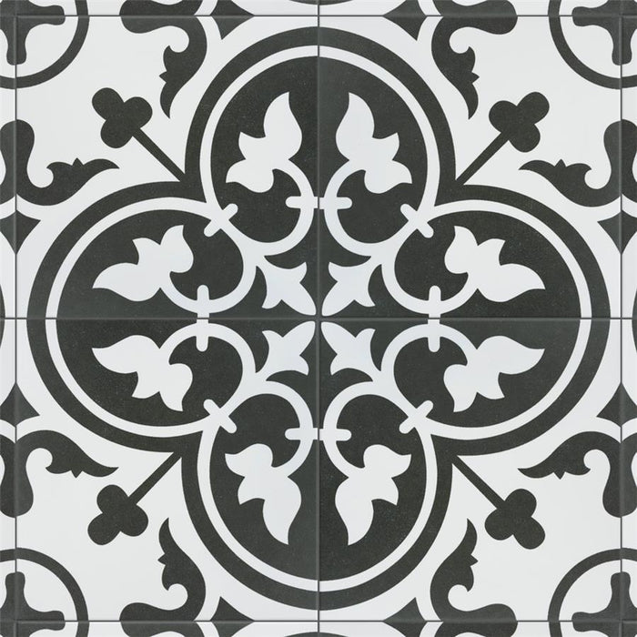 SomerTile - Arte 10" x 10" Porcelain Tile - Clover Black