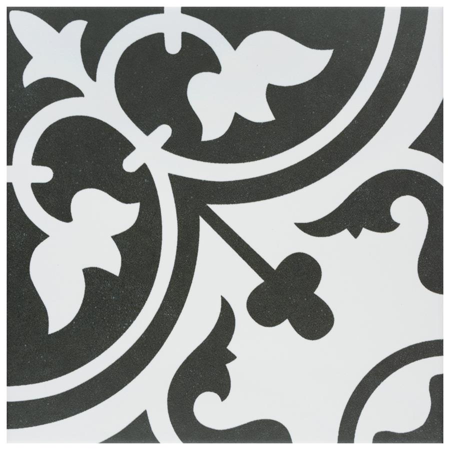 SomerTile - Arte 10&quot; x 10&quot; Porcelain Tile - Clover Black