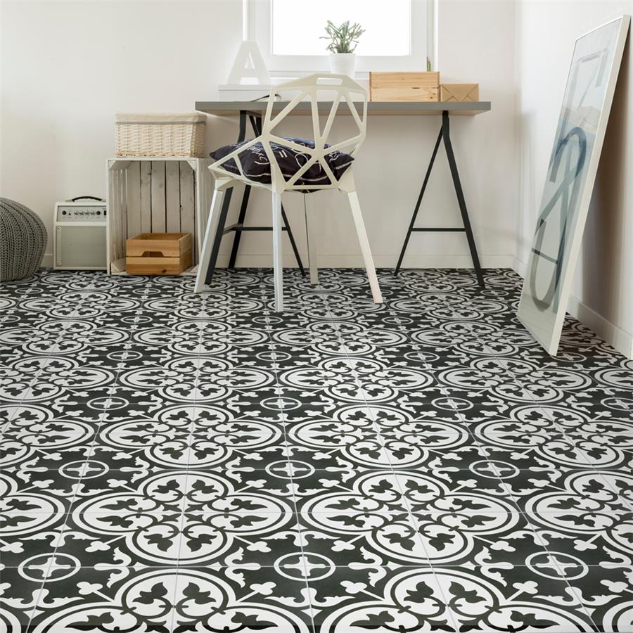 SomerTile - Arte 10&quot; x 10&quot; Porcelain Tile - Clover White floor installation