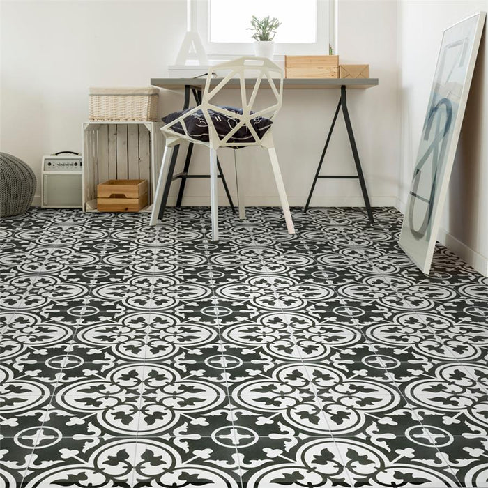 SomerTile - Arte 10" x 10" Porcelain Tile - Clover White floor installation