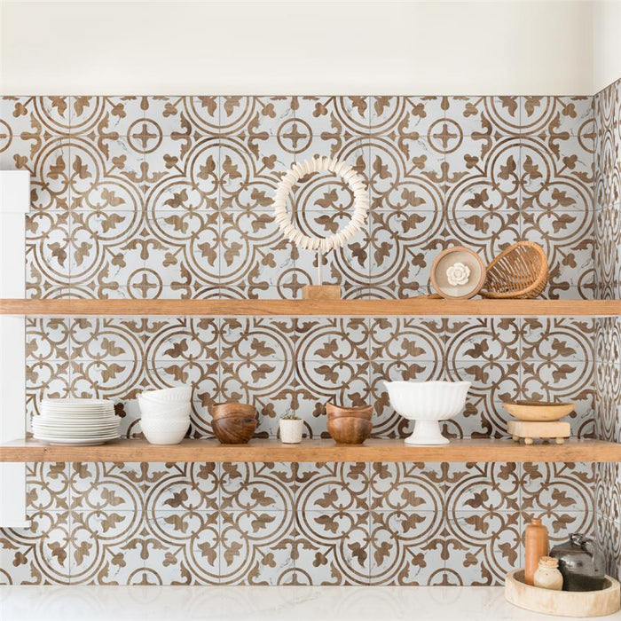 SomerTile - Llama Arte Loire 10" x 10" Porcelain Tile - Noce wall installation