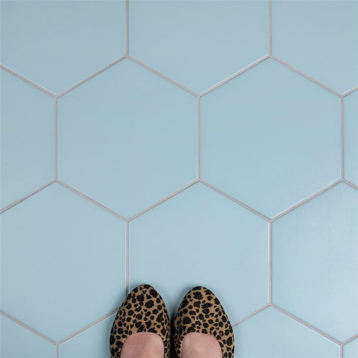 SomerTile - Textile Basic 9" x 10" Porcelain Hex Tile - Aqua 3