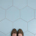 SomerTile - Textile Basic 9" x 10" Porcelain Hex Tile - Aqua 3