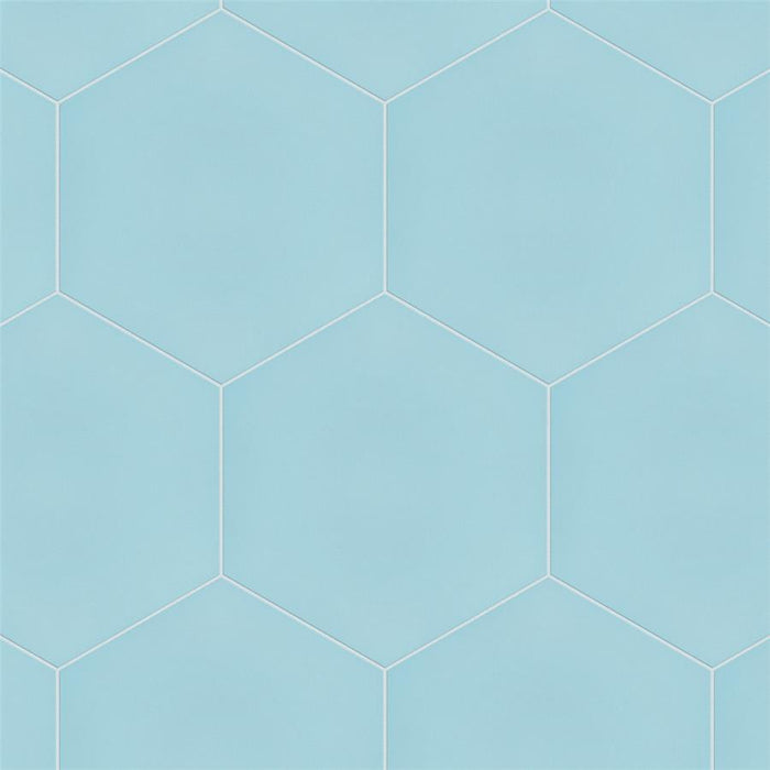 SomerTile - Textile Basic 9" x 10" Porcelain Hex Tile - Aqua 5