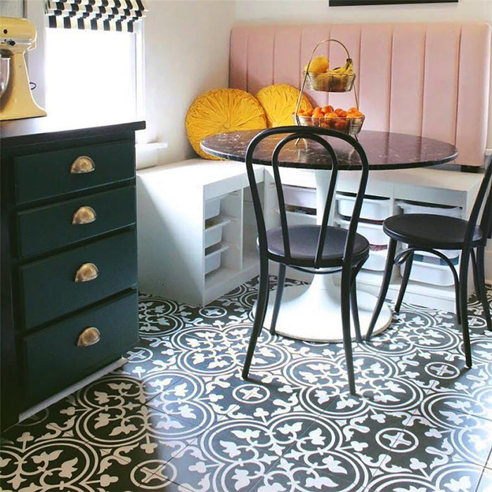 SomerTile - Arte 10" x 10" Porcelain Tile - Black floor installation