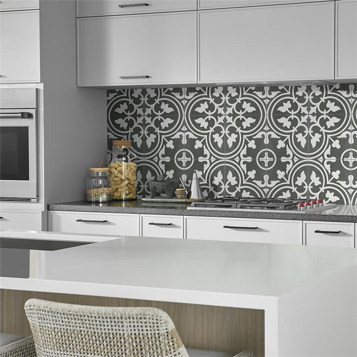 SomerTile - Arte 10" x 10" Porcelain Tile - Black wall installation