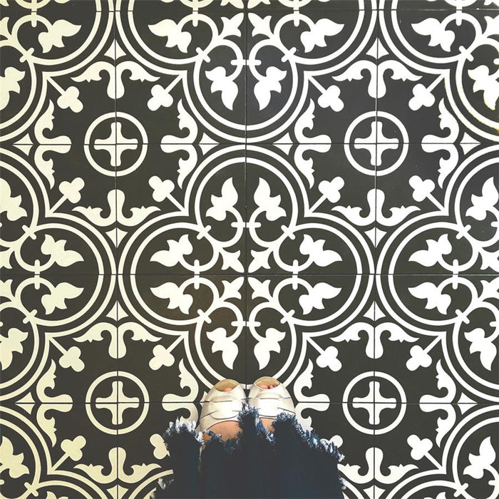 SomerTile - Arte 10" x 10" Porcelain Tile - Black floor installation