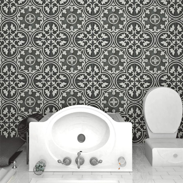 SomerTile - Arte 10" x 10" Porcelain Tile - Black floor installation