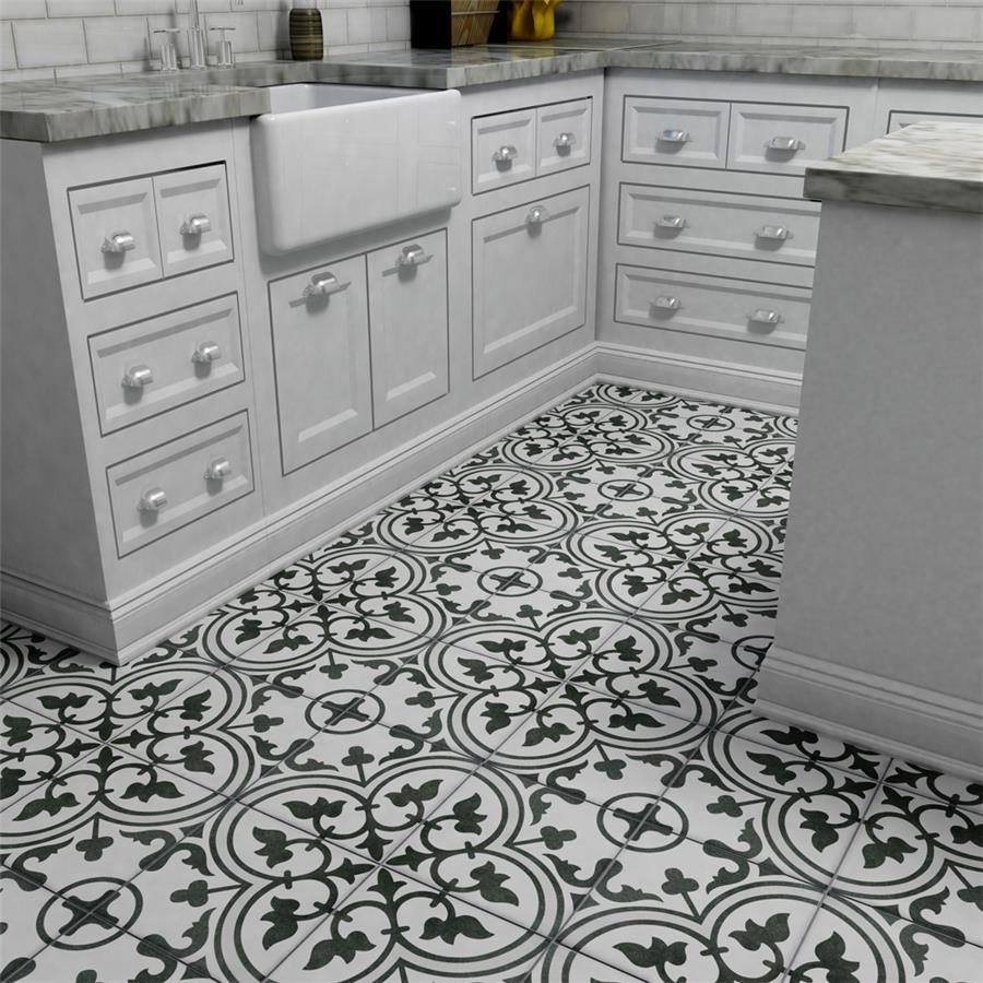 SomerTile - Arte 10&quot; x 10&quot; Porcelain Tile - White floor installation