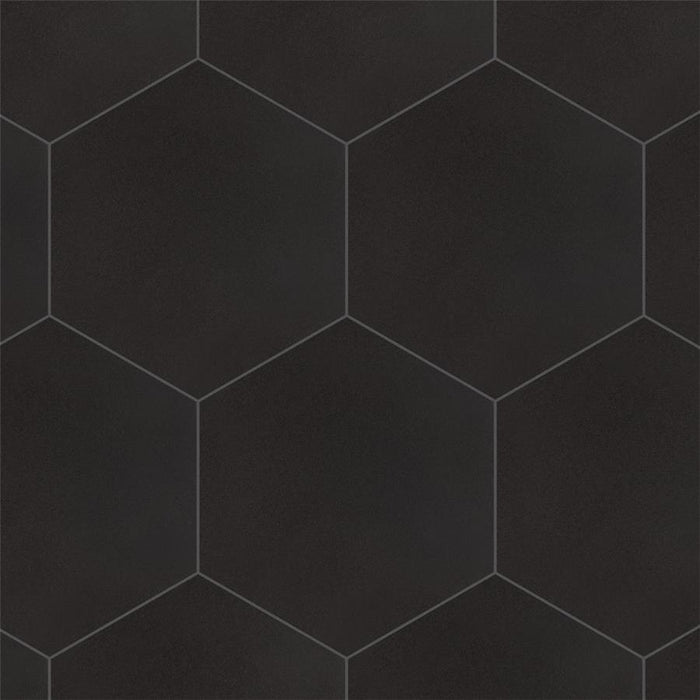 SomerTile - Textile Basic 9" x 10" Porcelain Hex Tile - Black 5