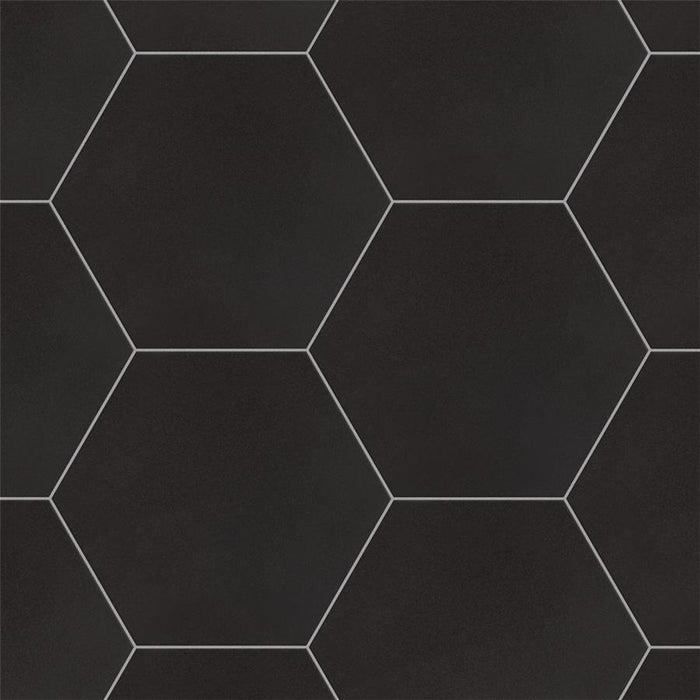 SomerTile - Textile Basic 9" x 10" Porcelain Hex Tile - Black 6