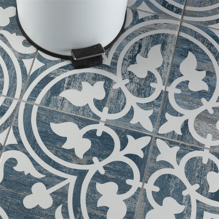 SomerTile - Cassis Arte 10" x 10" Porcelain Tile - Blue Day floor installation