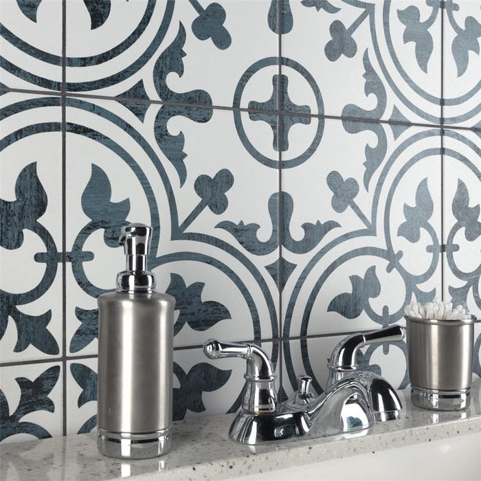 SomerTile - Cassis Arte 10" x 10" Porcelain Tile - Black wall installation