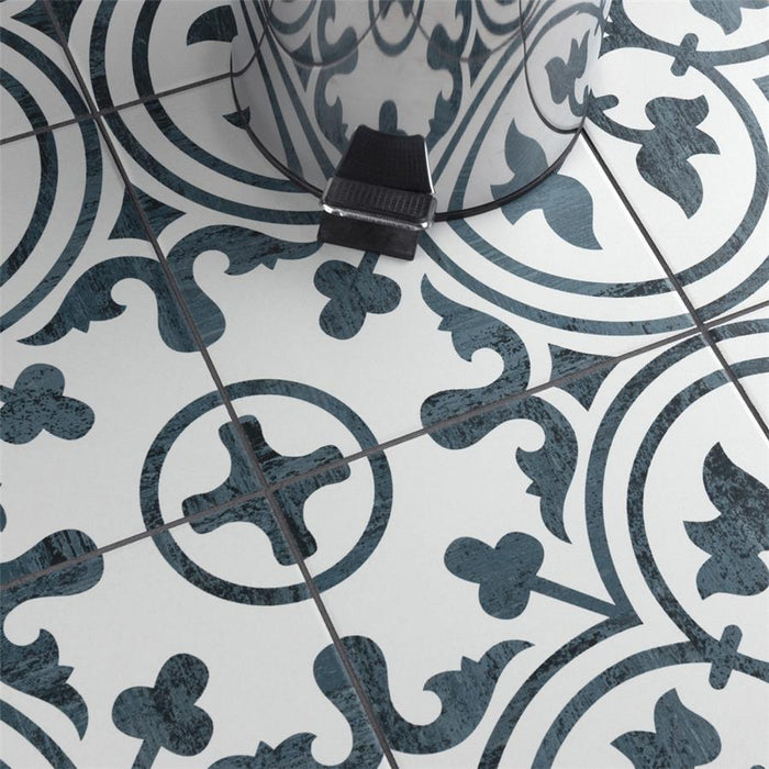 SomerTile - Cassis Arte 10" x 10" Porcelain Tile - Black floor installation