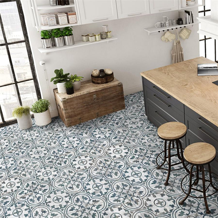 SomerTile - Cassis Arte 10" x 10" Porcelain Tile - Black floor installation