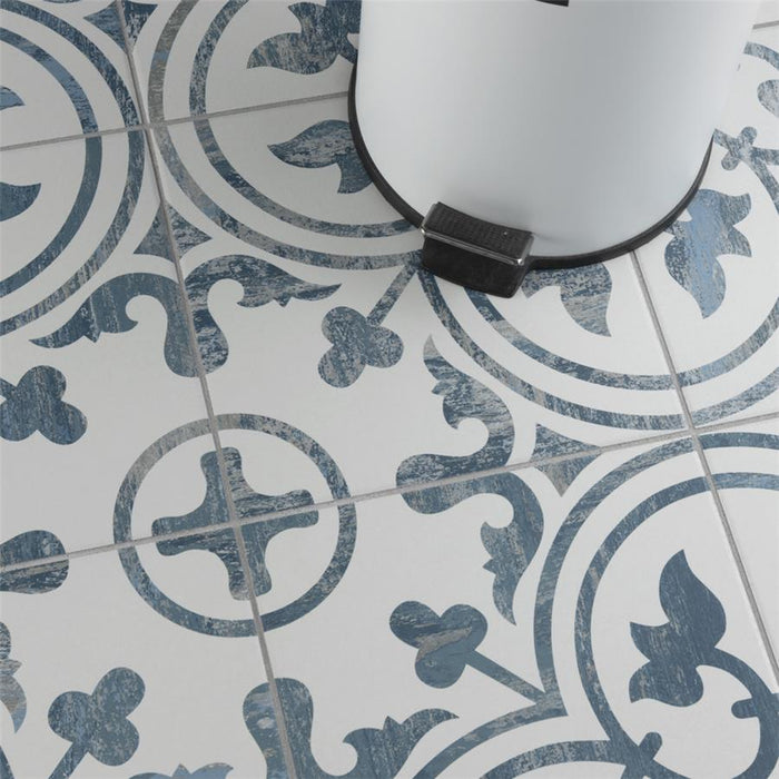 SomerTile - Cassis Arte 10" x 10" Porcelain Tile - Blue floor installation