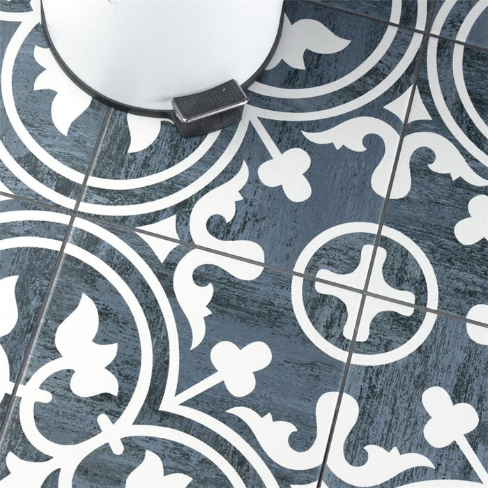 SomerTile - Cassis Arte 10" x 10" Porcelain Tile - Black Night floor installation