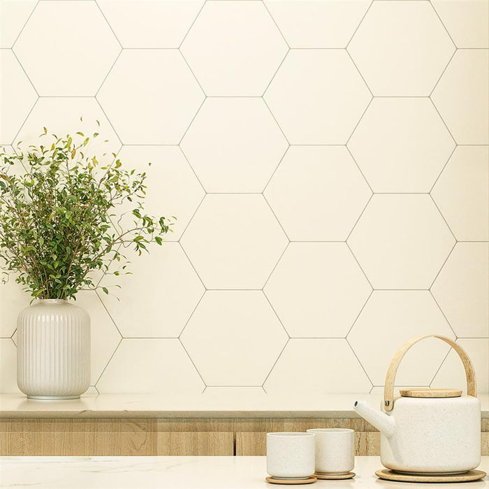 SomerTile - Textile Basic 9" x 10" Porcelain Hex Tile - Cotton 3