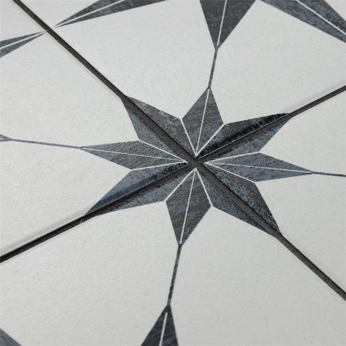 SomerTile - Cassis Stella 10" x 10" Porcelain Tile - Black