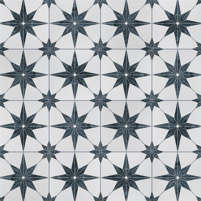 SomerTile - Cassis Stella 10" x 10" Porcelain Tile - Black
