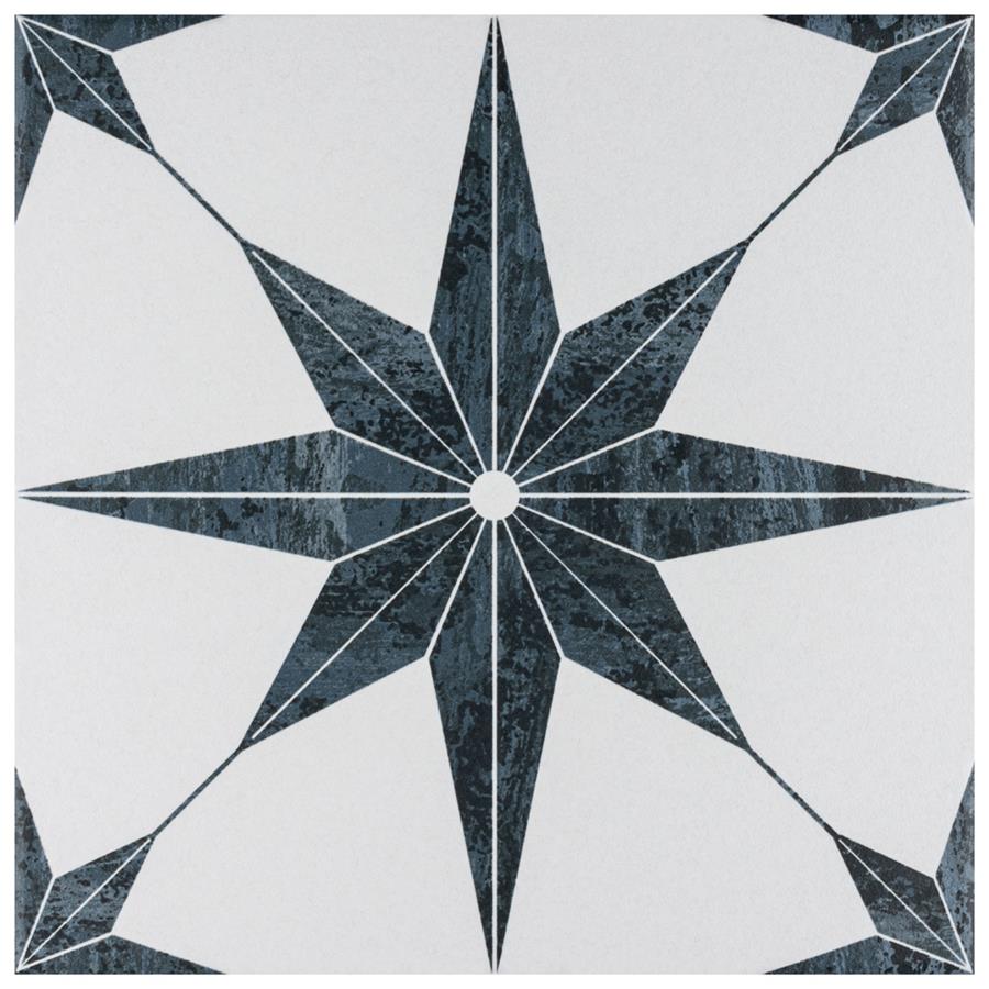 SomerTile - Cassis Stella 10&quot; x 10&quot; Porcelain Tile - Black