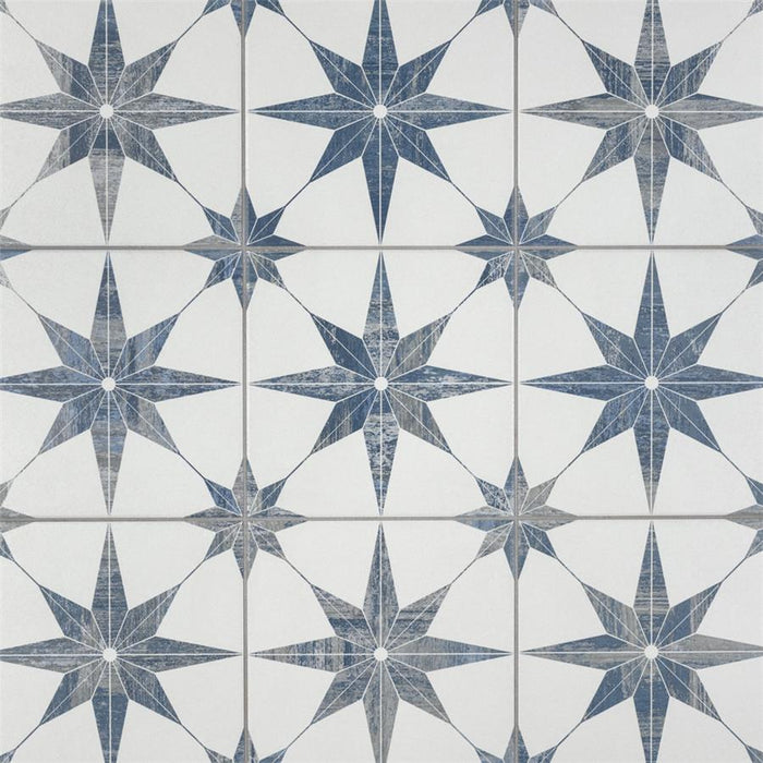SomerTile - Cassis Stella 10" x 10" Porcelain Tile - Blue