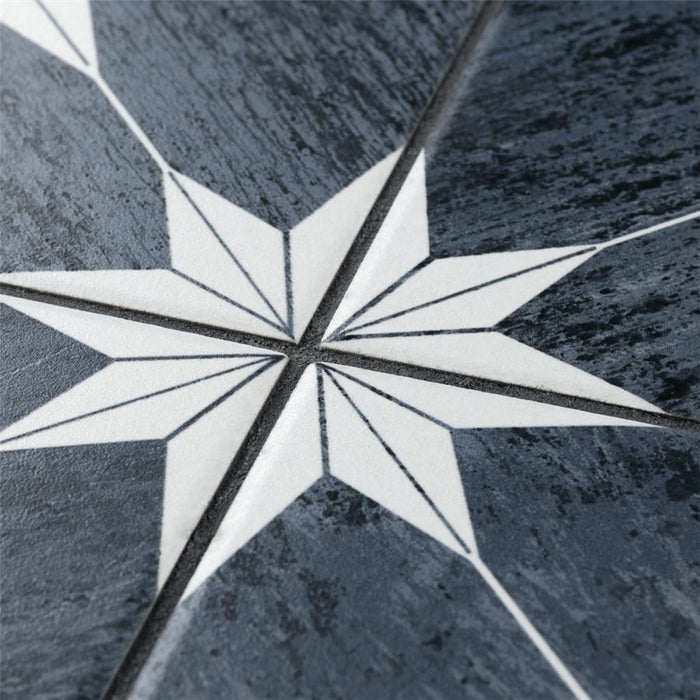 SomerTile - Cassis Stella 10" x 10" Porcelain Tile - Black Night