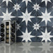SomerTile - Cassis Stella 10" x 10" Porcelain Tile - Black Night wall installation