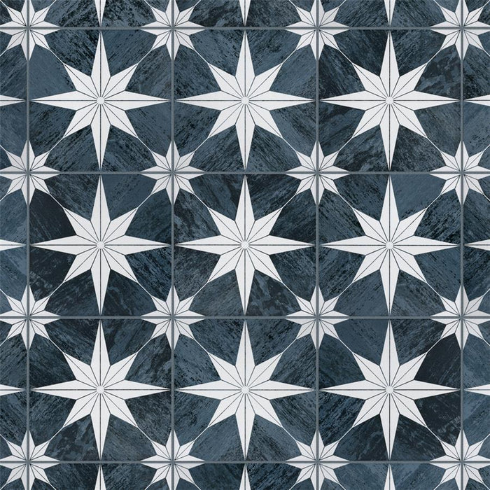 SomerTile - Cassis Stella 10" x 10" Porcelain Tile - Black Night