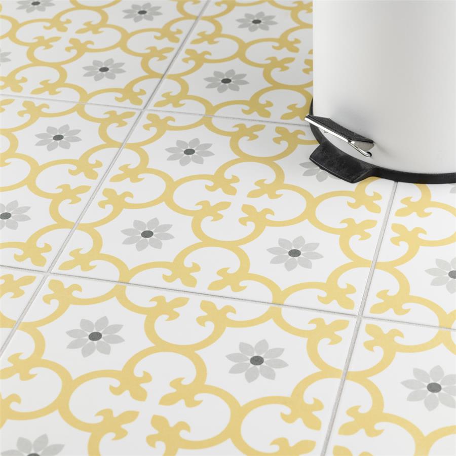 SomerTile - Daria 10&quot; x 10&quot; Porcelain Tile - Dandelion floor installation