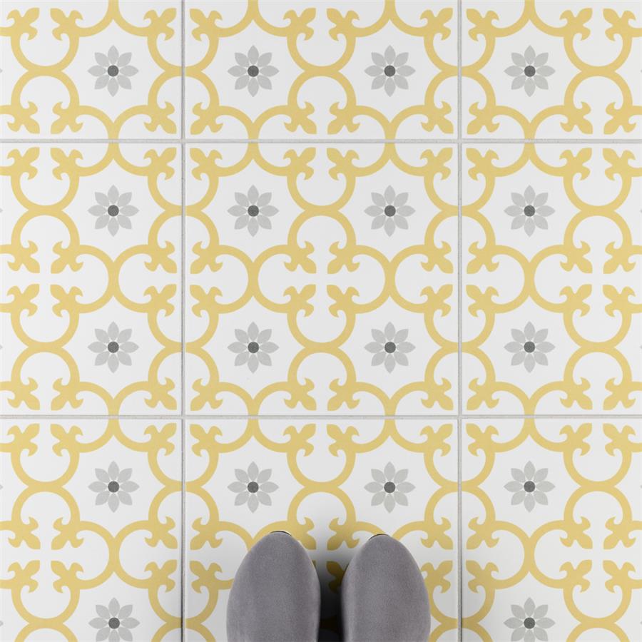 SomerTile - Daria 10&quot; x 10&quot; Porcelain Tile - Dandelion floor installation